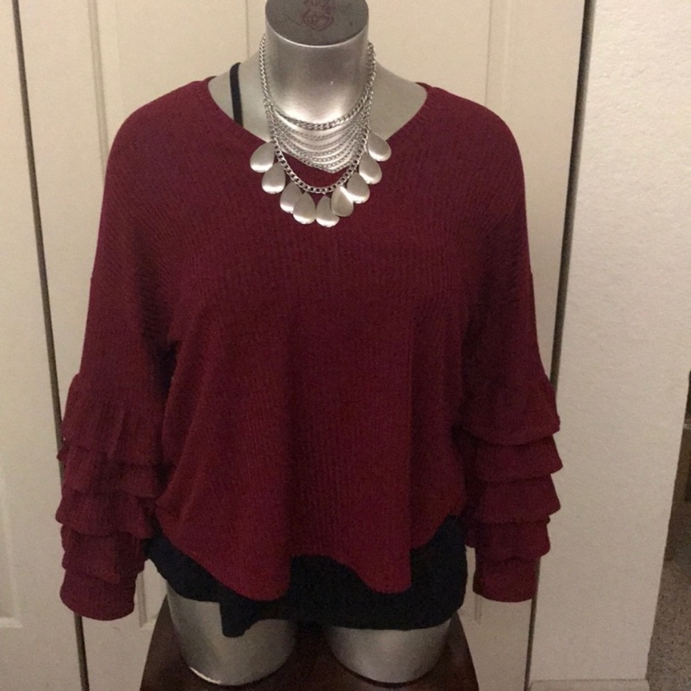 Burgundy/Red sweater - super cute sleeves!